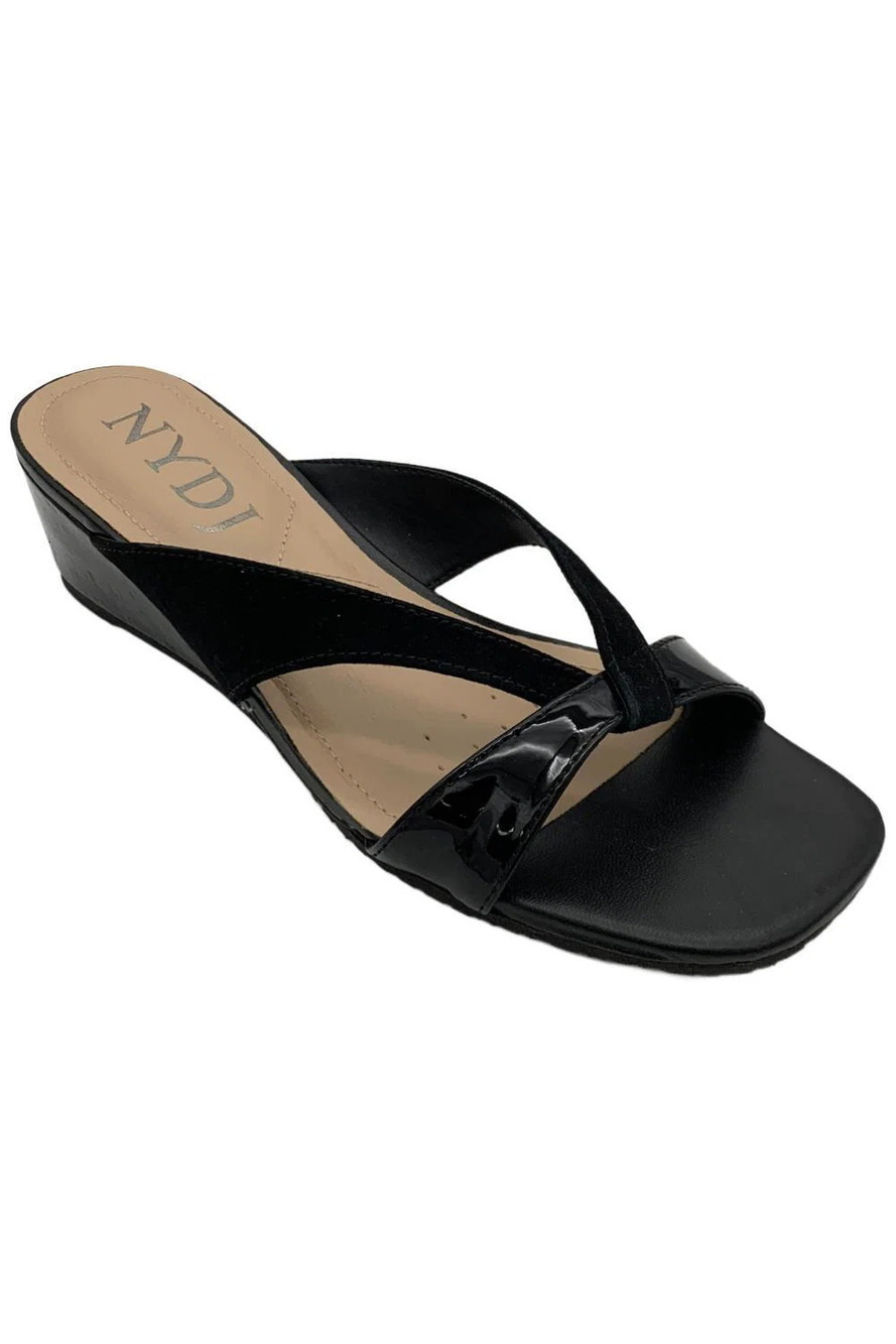 NYDJ Women's Contessa Suede Wedge Sandals Black - Medium
